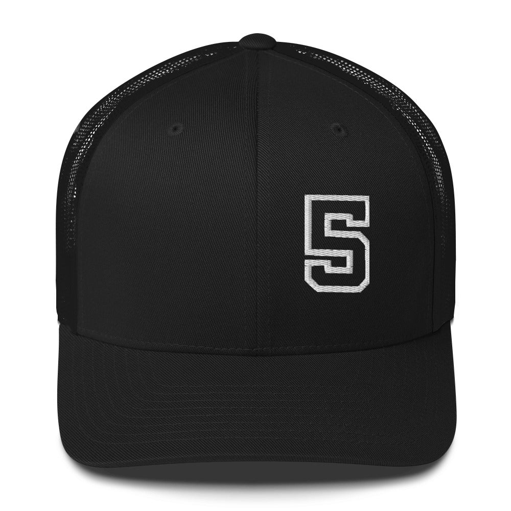 5 (v1) Trucker Cap (White Text)