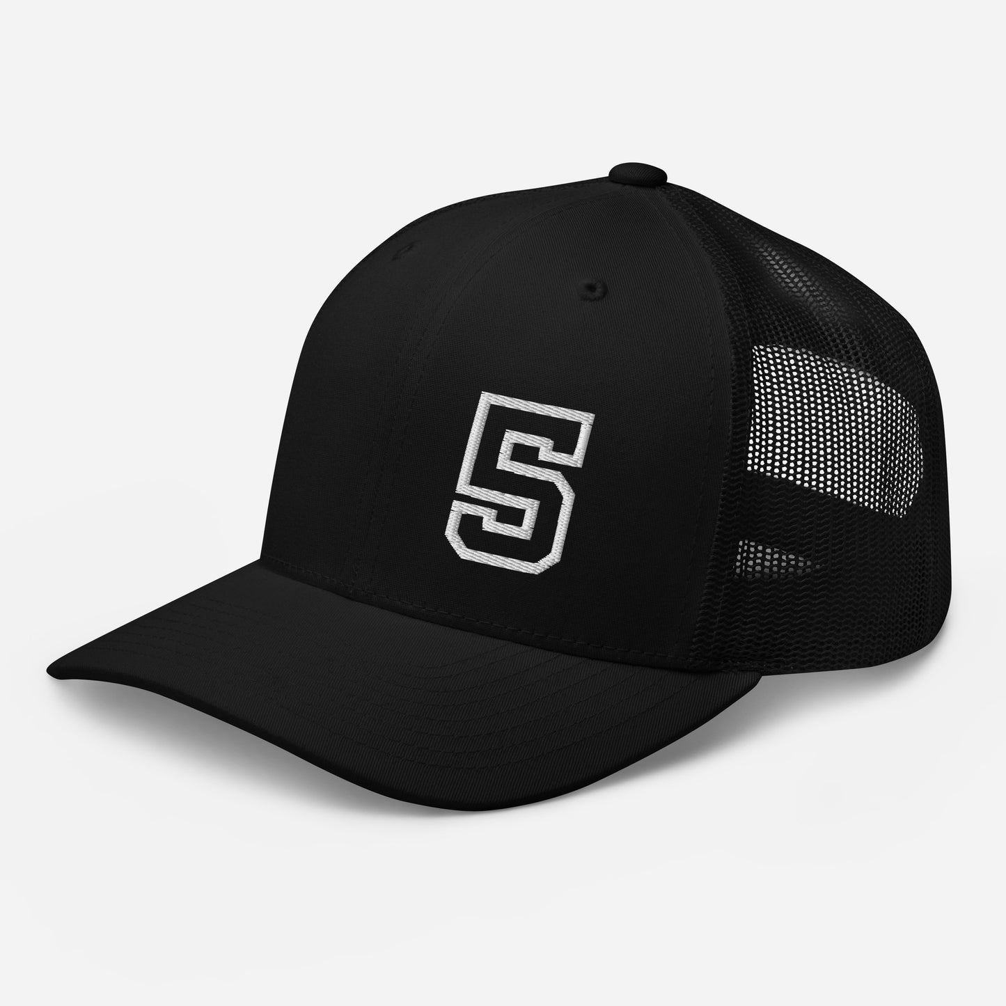 5 (v1) Trucker Cap (White Text)