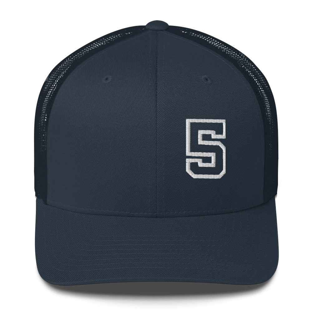5 (v1) Trucker Cap (White Text)