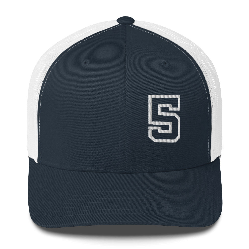 5 (v1) Trucker Cap (White Text)