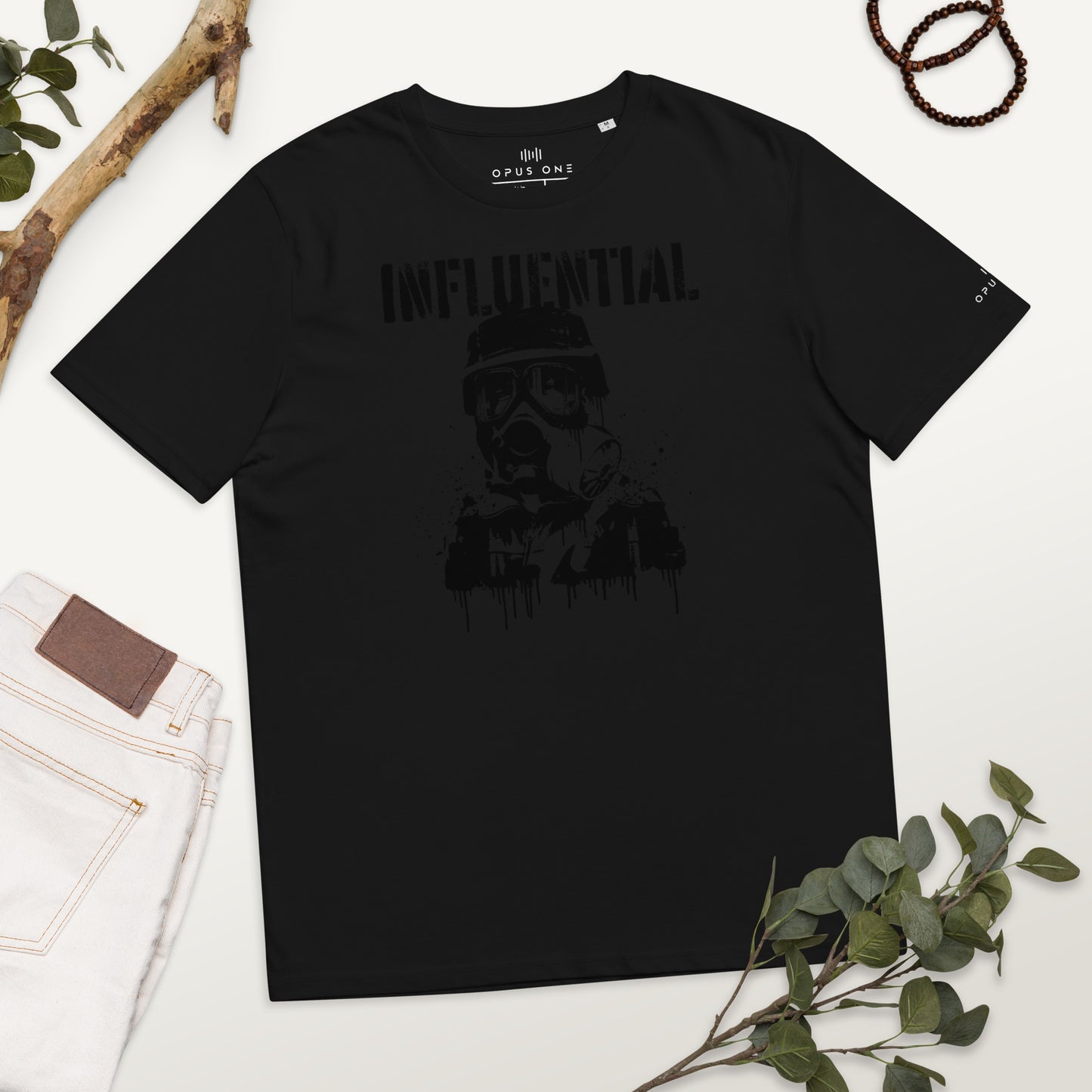 Influential Man (v1) Unisex organic cotton t-shirt (Black on Black)