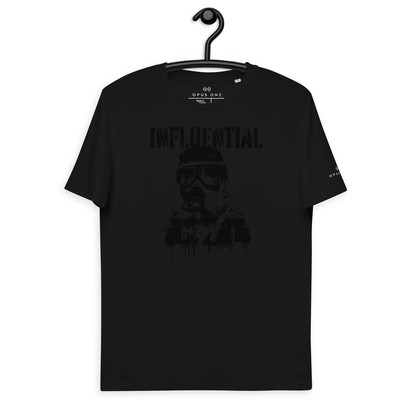 Influential Man (v1) Unisex organic cotton t-shirt (Black on Black)