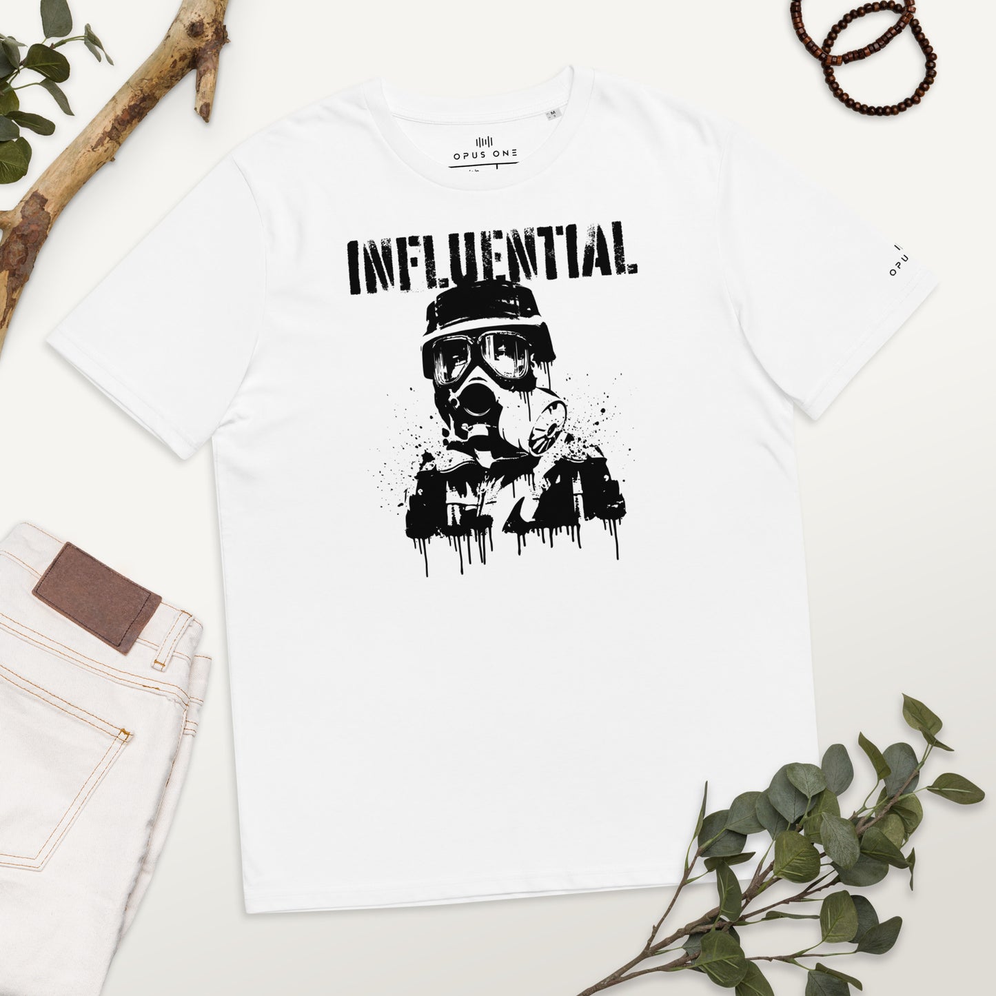 Influential Man (v1) Unisex organic cotton t-shirt (White / Green)