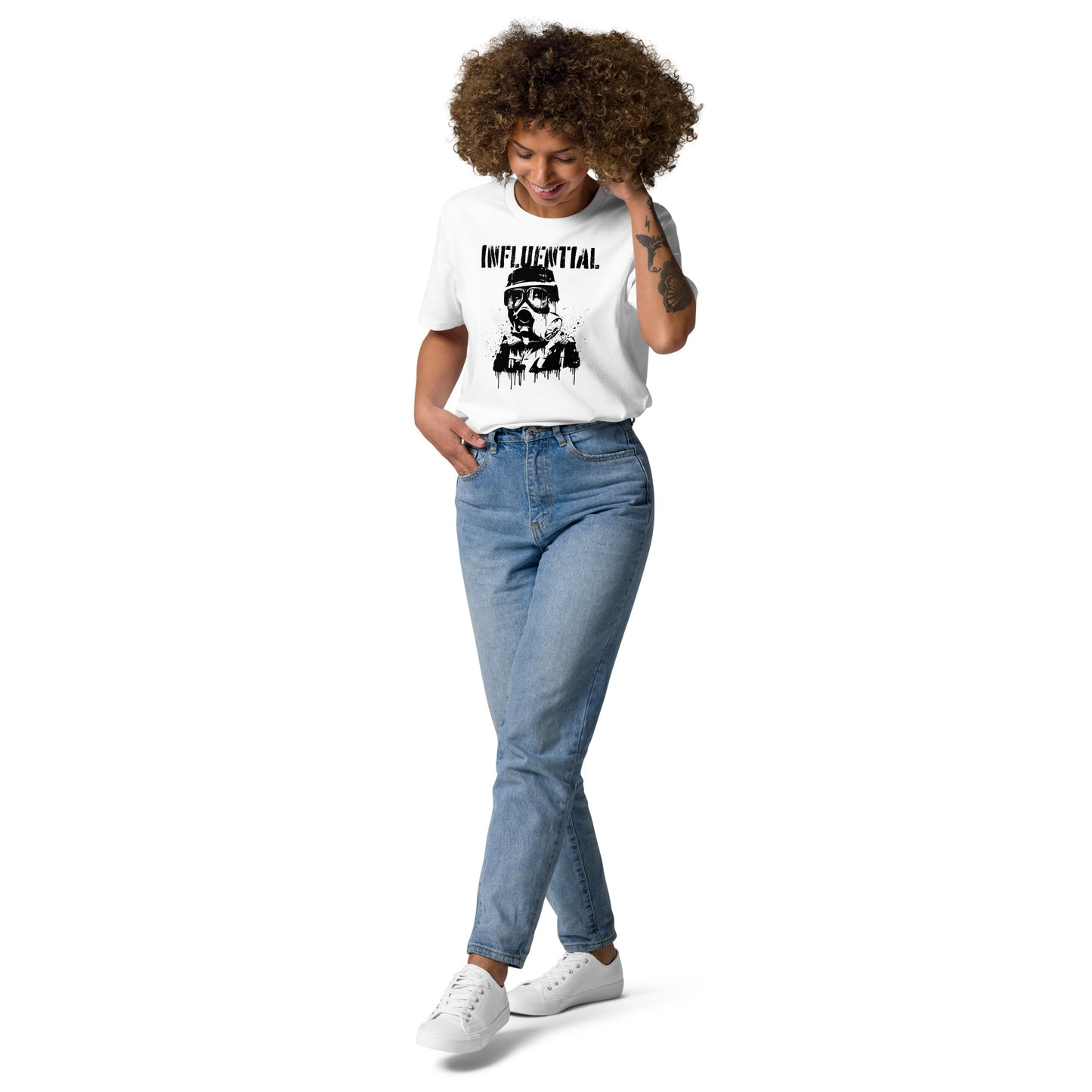 Influential Man (v1) Unisex organic cotton t-shirt (White / Green)
