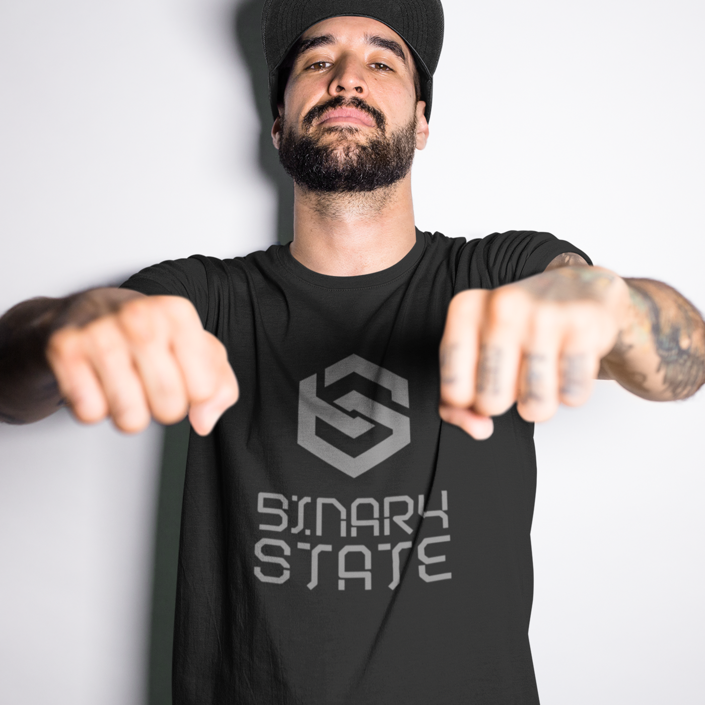 Binary State (v2) Unisex organic cotton t-shirt (Grey Text)
