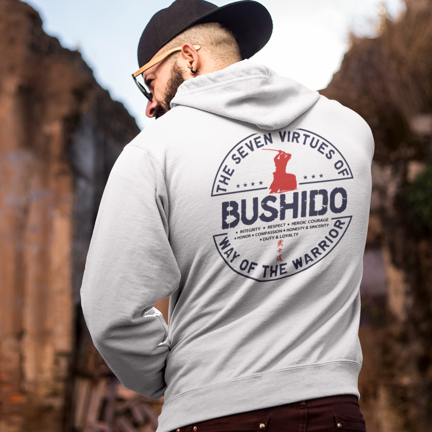 Tribe (Bushido) Unisex essential eco hoodie (Black Text)