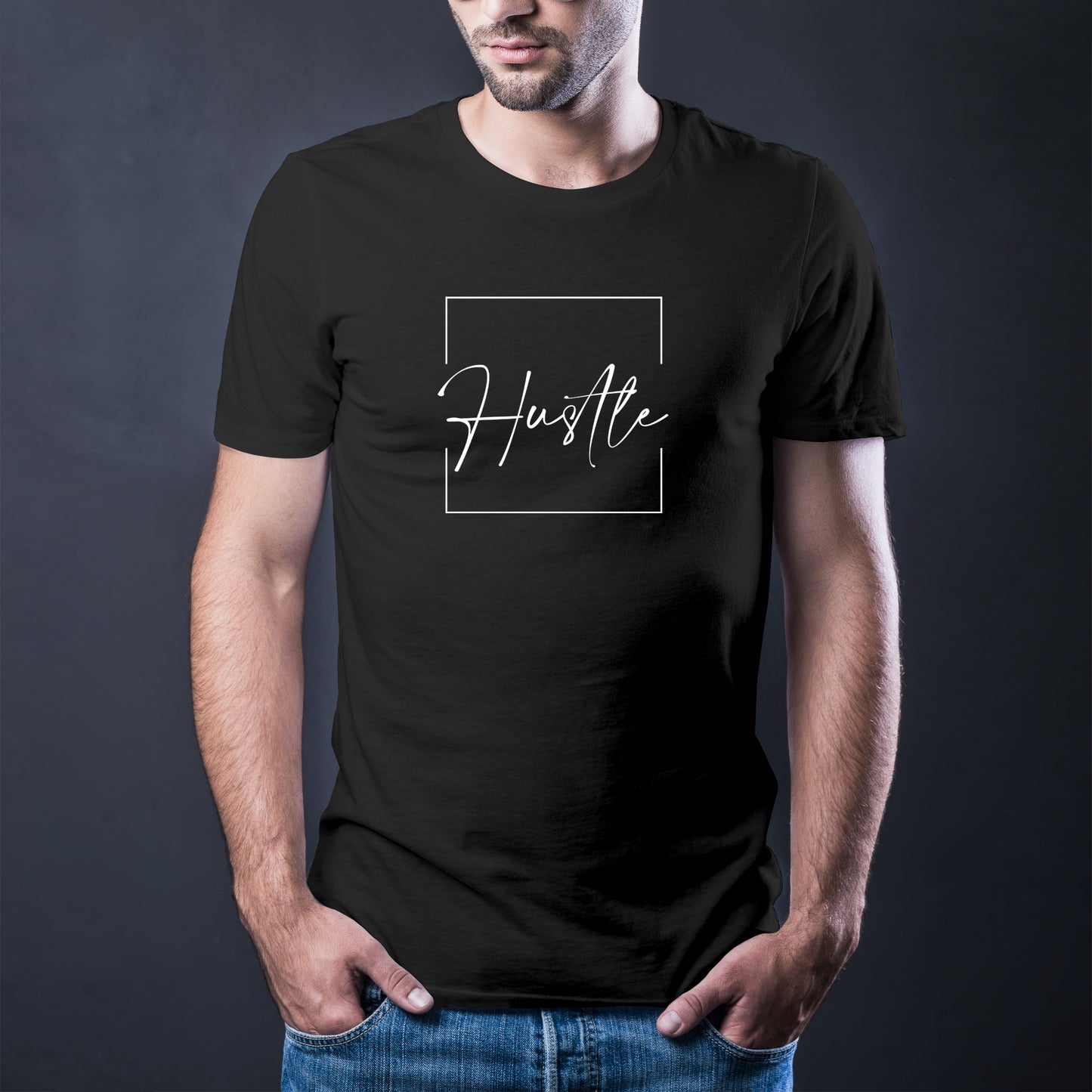 Hustle (v1) Unisex organic cotton t-shirt (White Text)