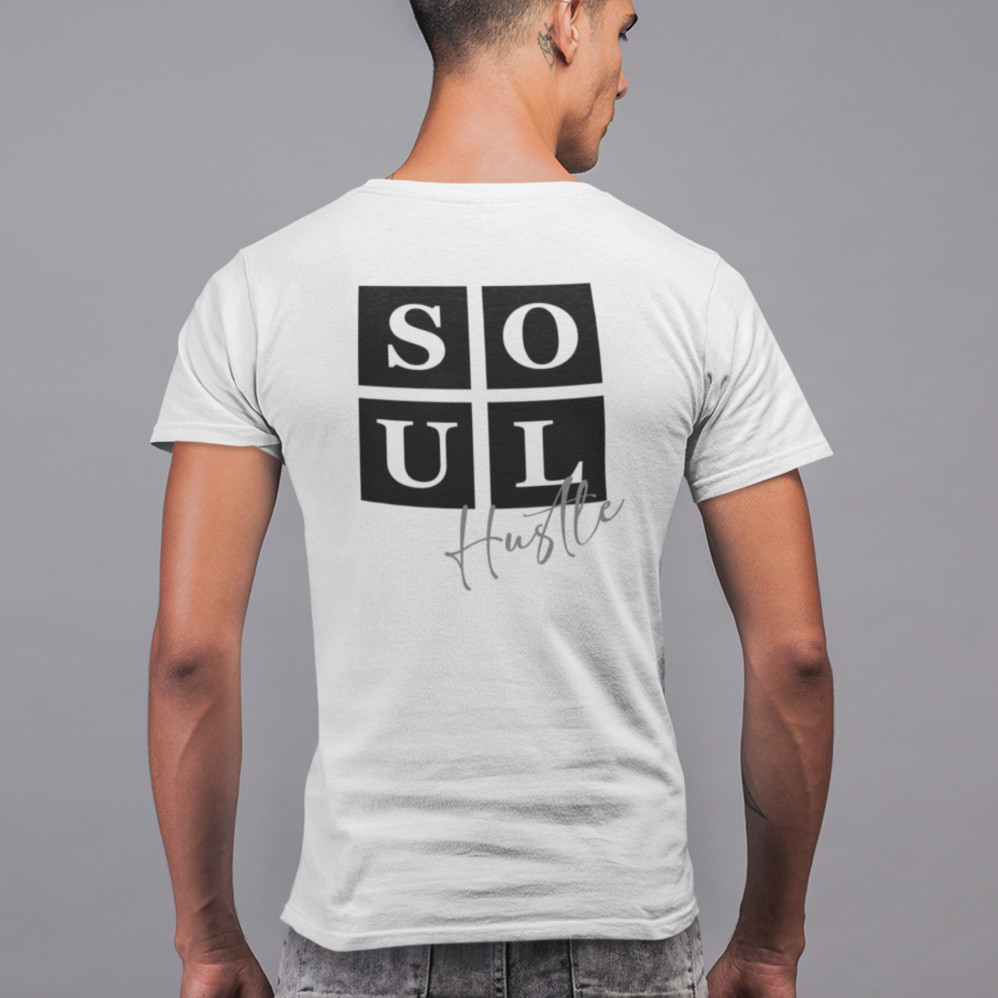 Hustle (v7) Unisex organic cotton t-shirt (Black Text)