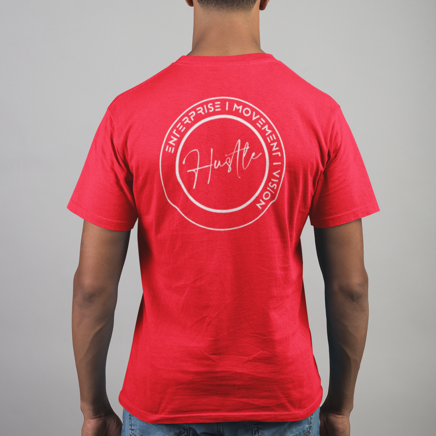 Hustle (v8) Unisex organic cotton t-shirt (White Text)