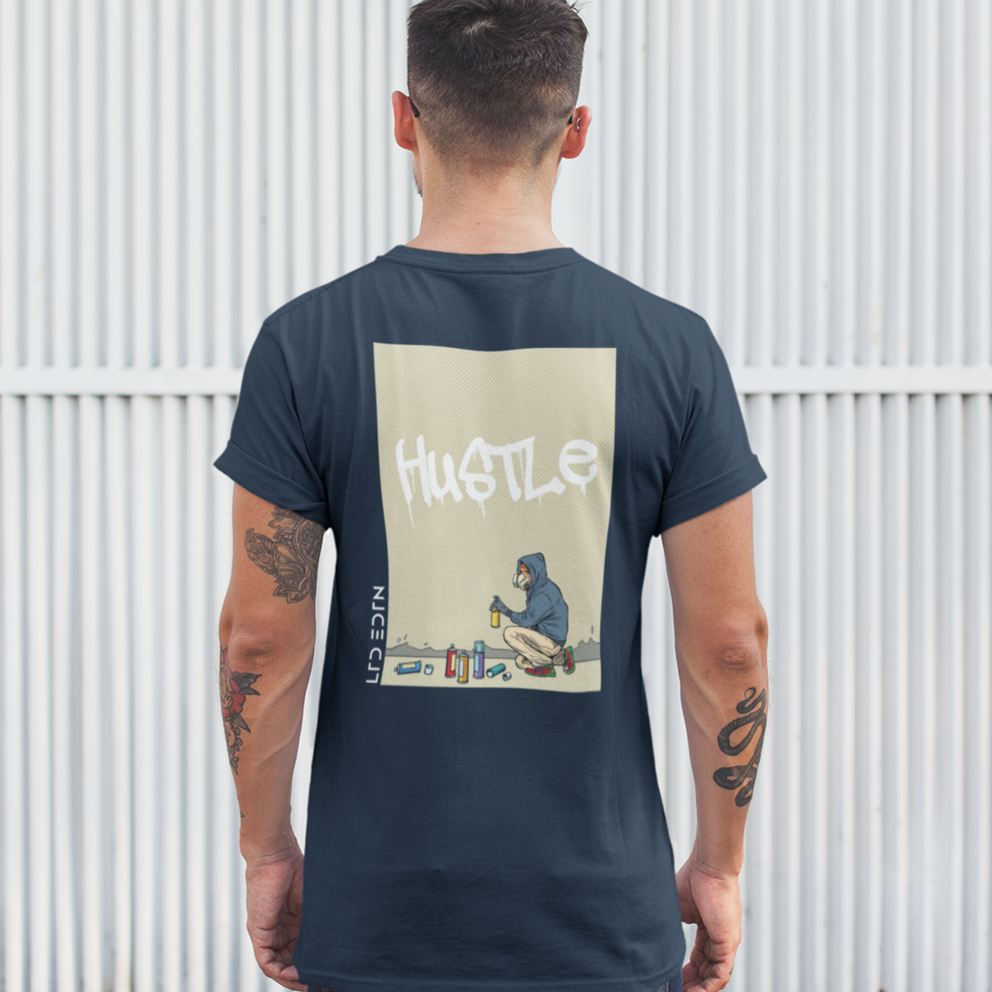 Hustle (v9) Unisex organic cotton t-shirt (White Text)