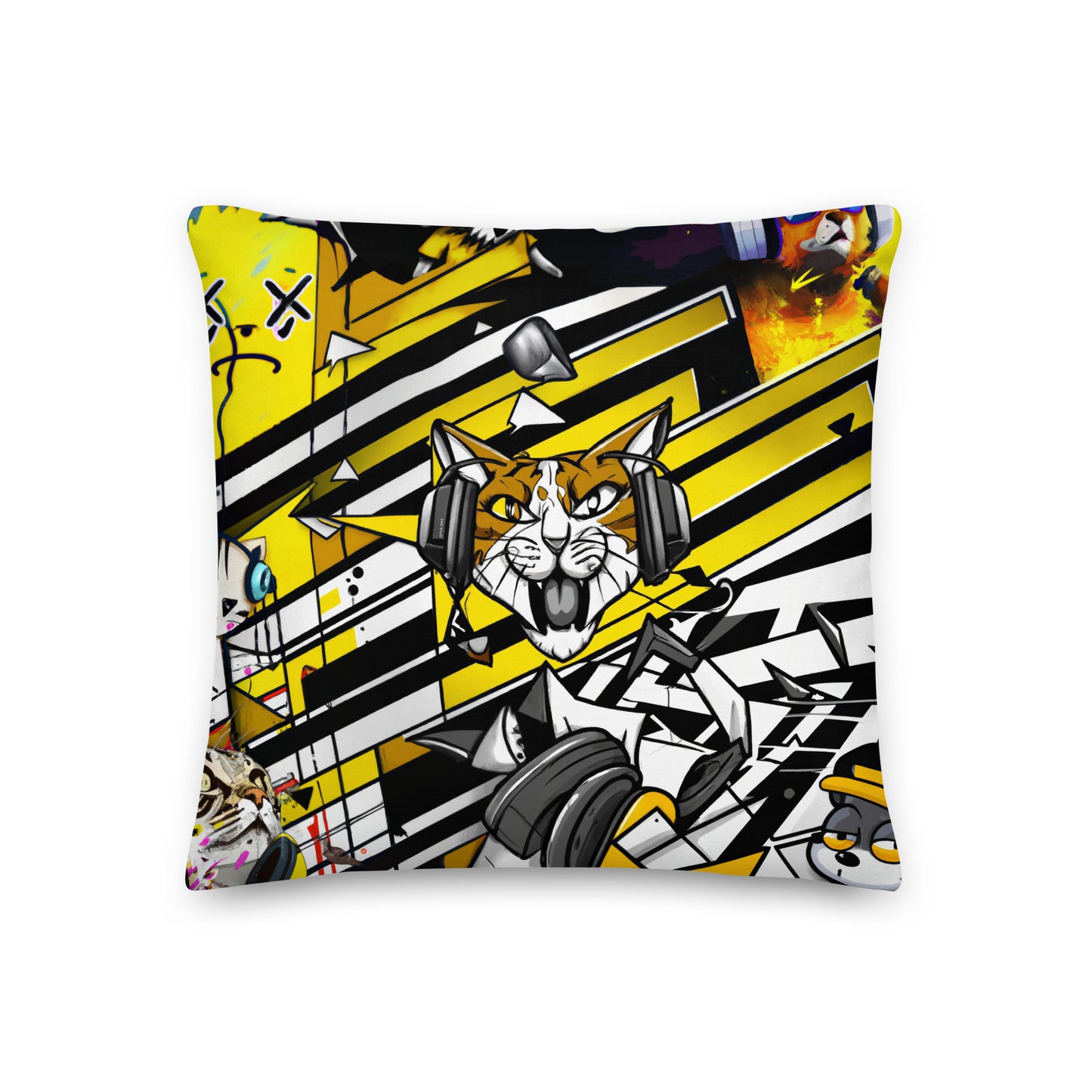 DJ Kitty (v6) Premium Pillow
