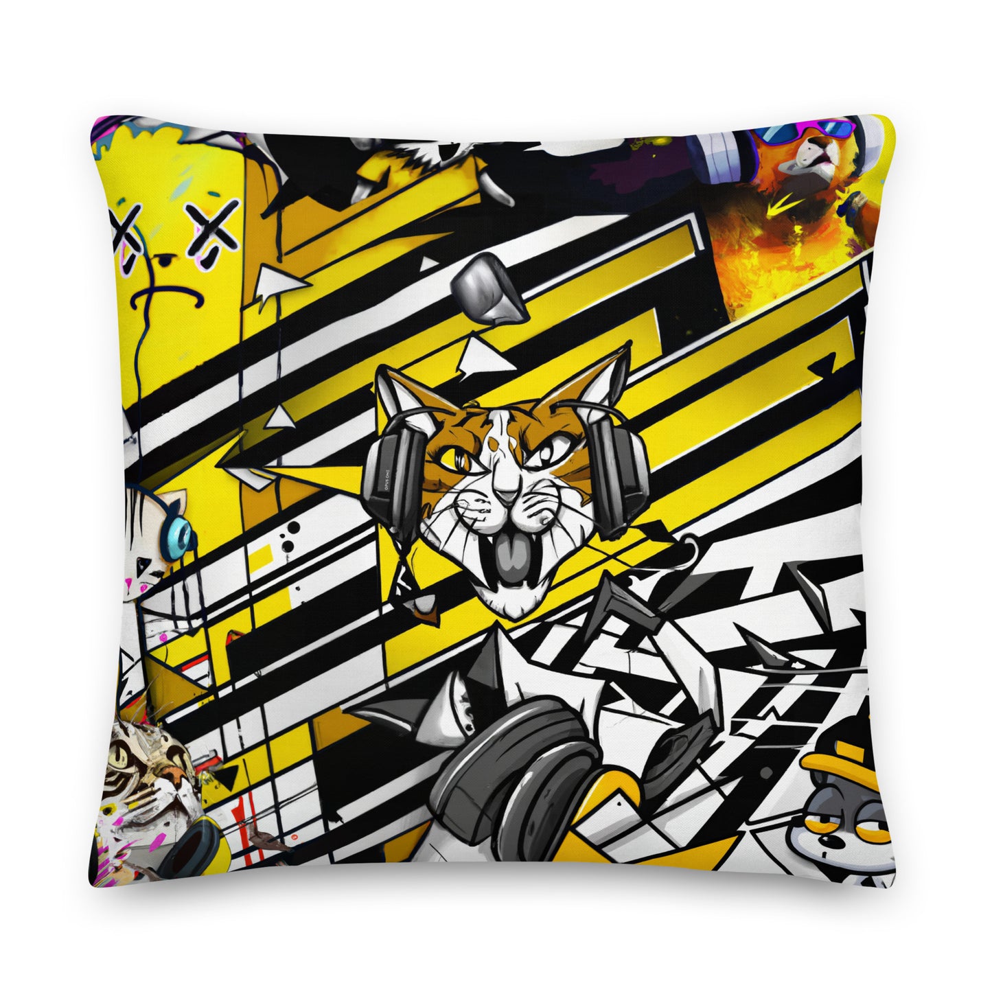 DJ Kitty (v6) Premium Pillow