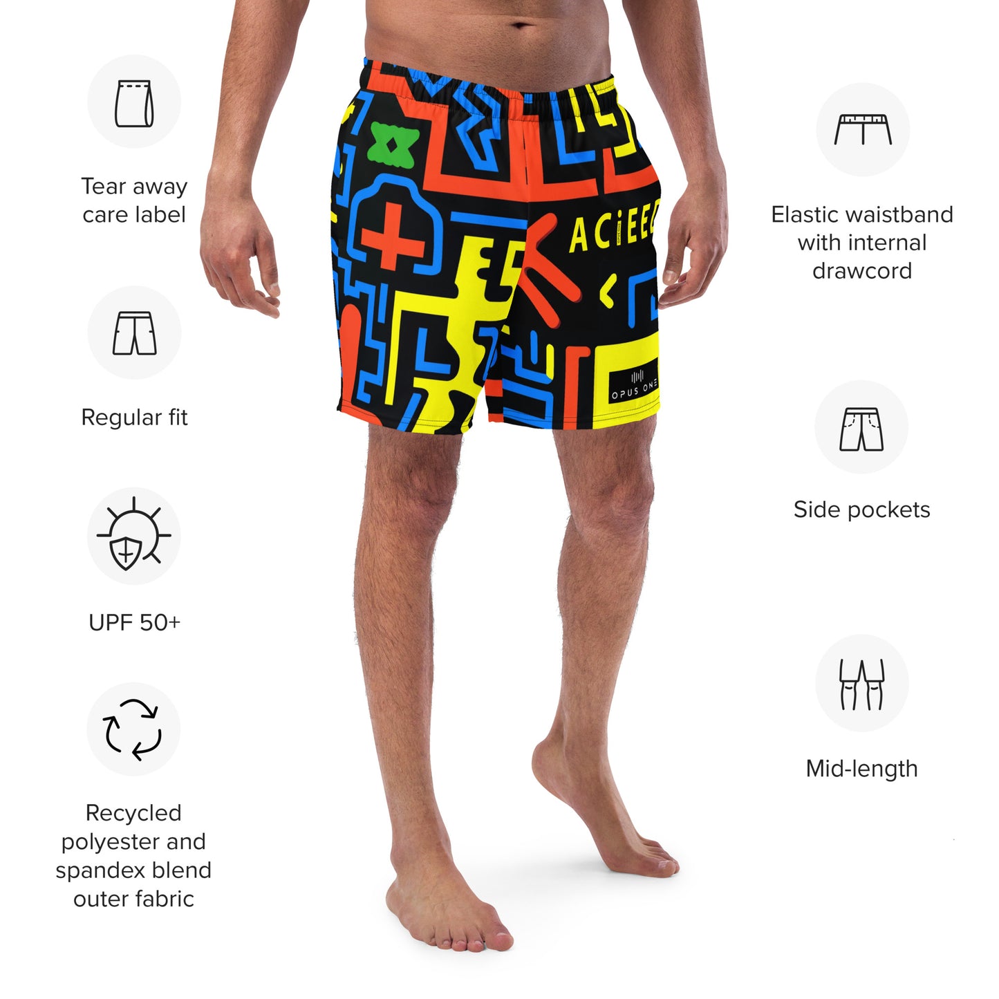Rave Dayz (v7) Print Recycled Swim Trunks