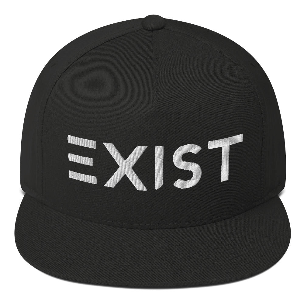 Exist (v1) Flat Bill Cap (White Text)