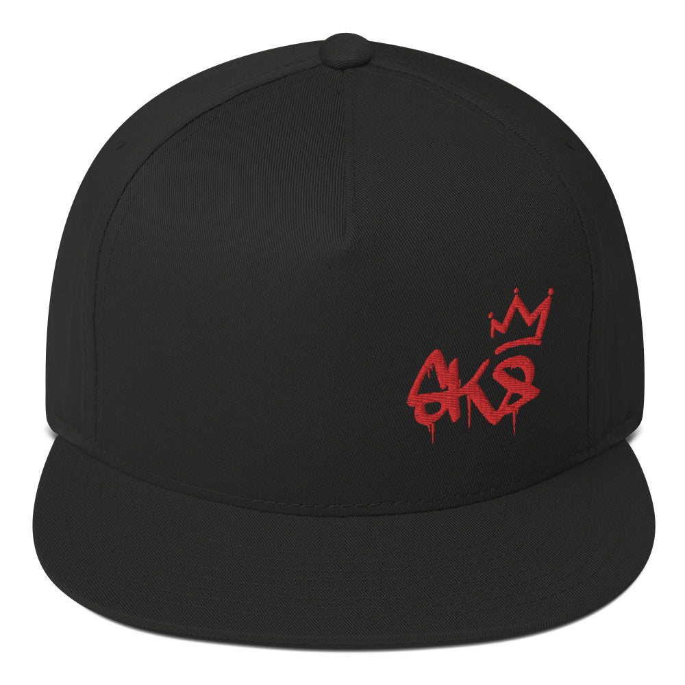 SK8 Logo (v1) Flat Bill Cap (Red Text)