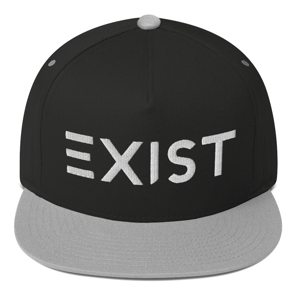 Exist (v1) Flat Bill Cap (White Text)