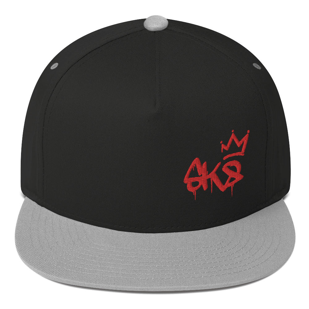 SK8 Logo (v1) Flat Bill Cap (Red Text)