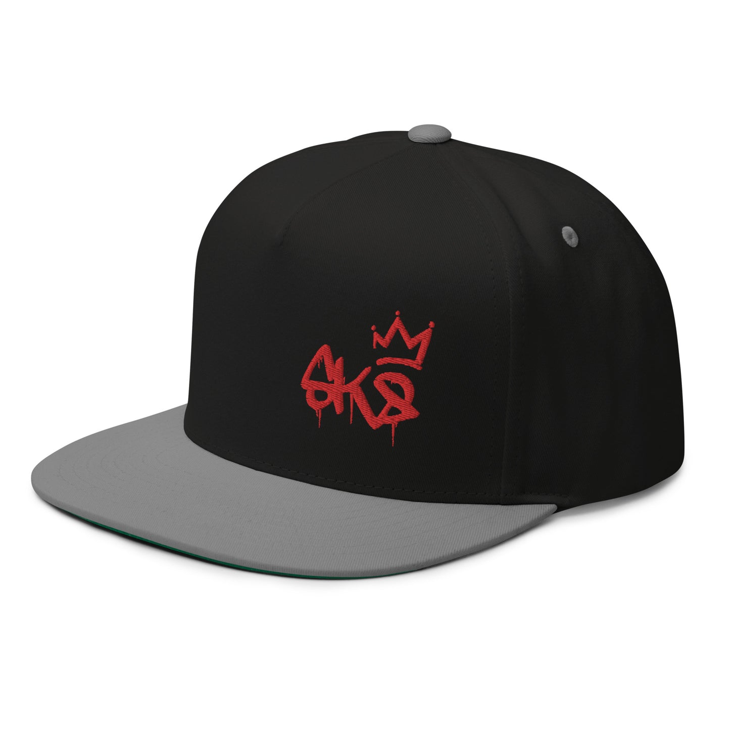 SK8 Logo (v1) Flat Bill Cap (Red Text)