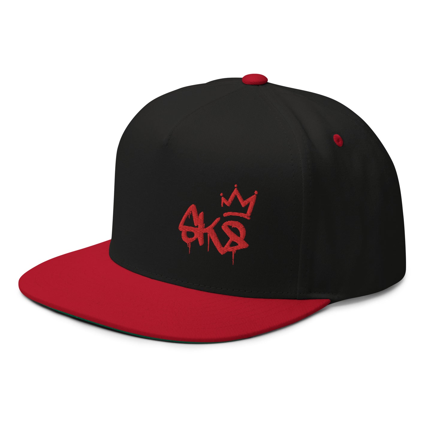 SK8 Logo (v1) Flat Bill Cap (Red Text)