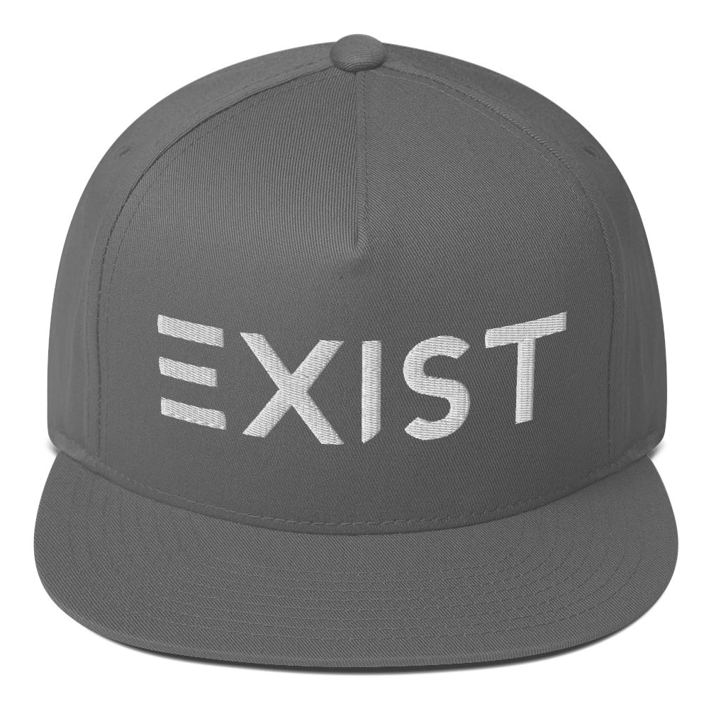 Exist (v1) Flat Bill Cap (White Text)