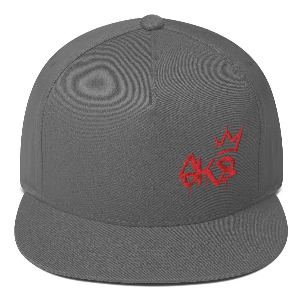 SK8 Logo (v1) Flat Bill Cap (Red Text)