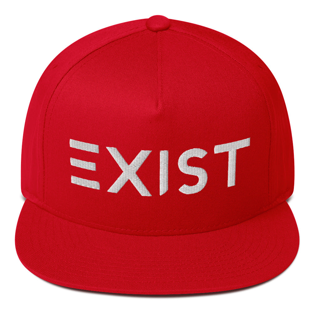Exist (v1) Flat Bill Cap (White Text)