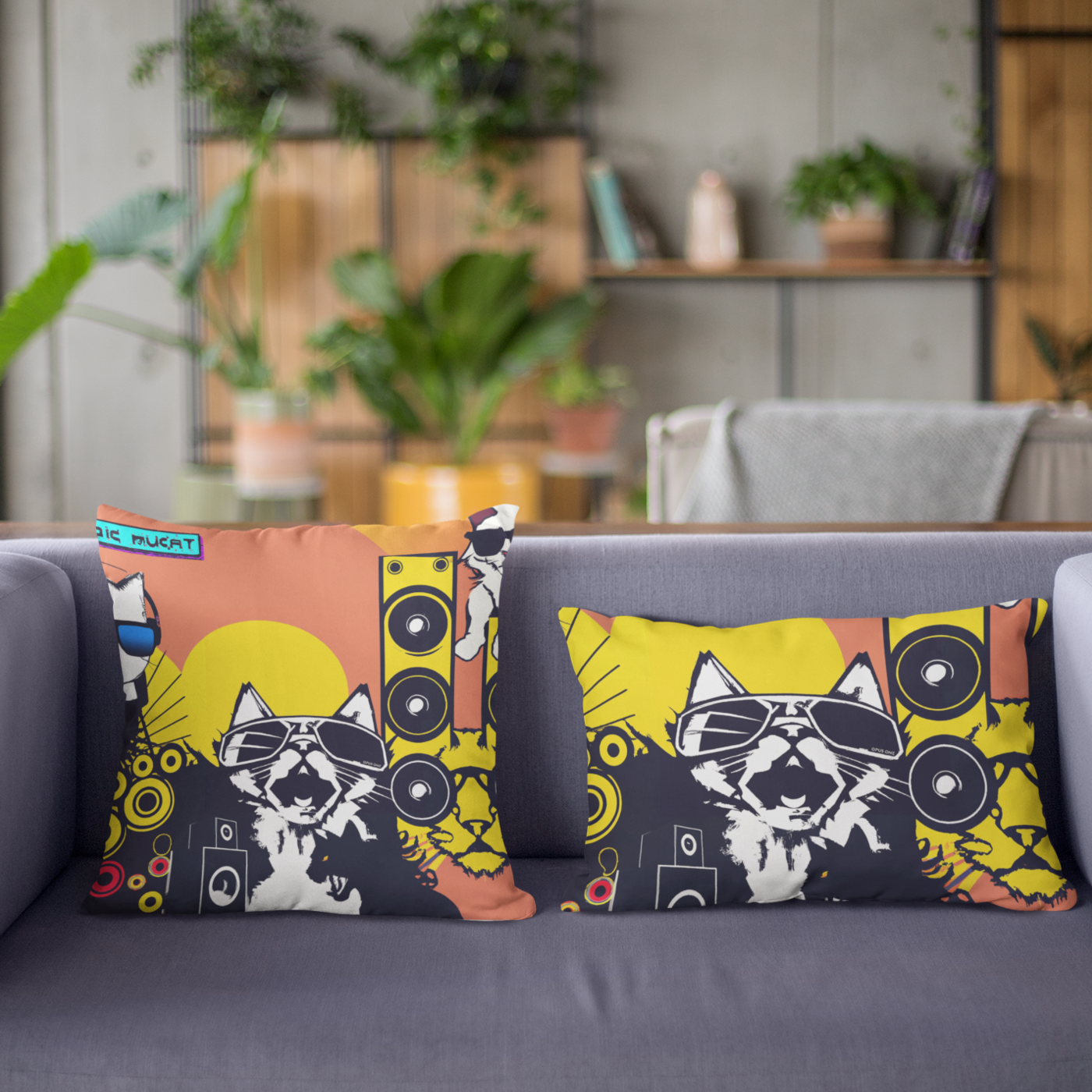 DJ Kitty (v1) Premium Pillow