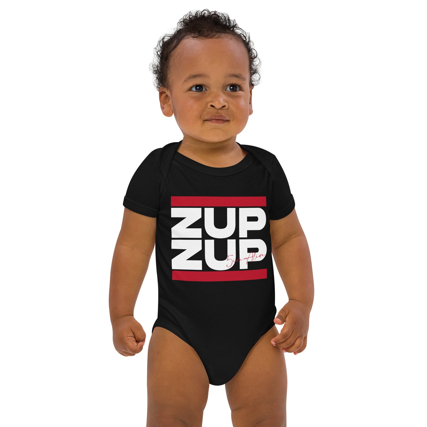 Zup Zup Organic cotton baby bodysuit (White Text)