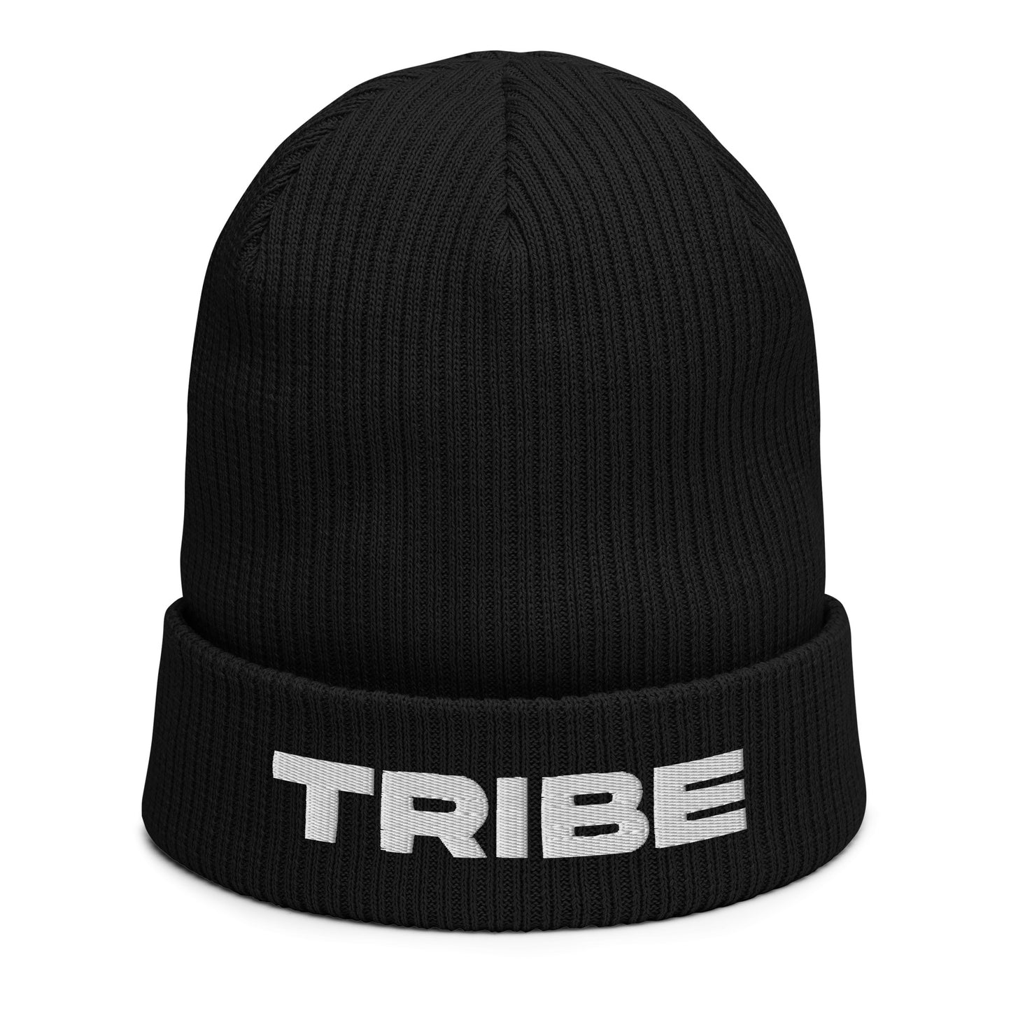 Tribe (v1) Organic ribbed beanie (White Text)