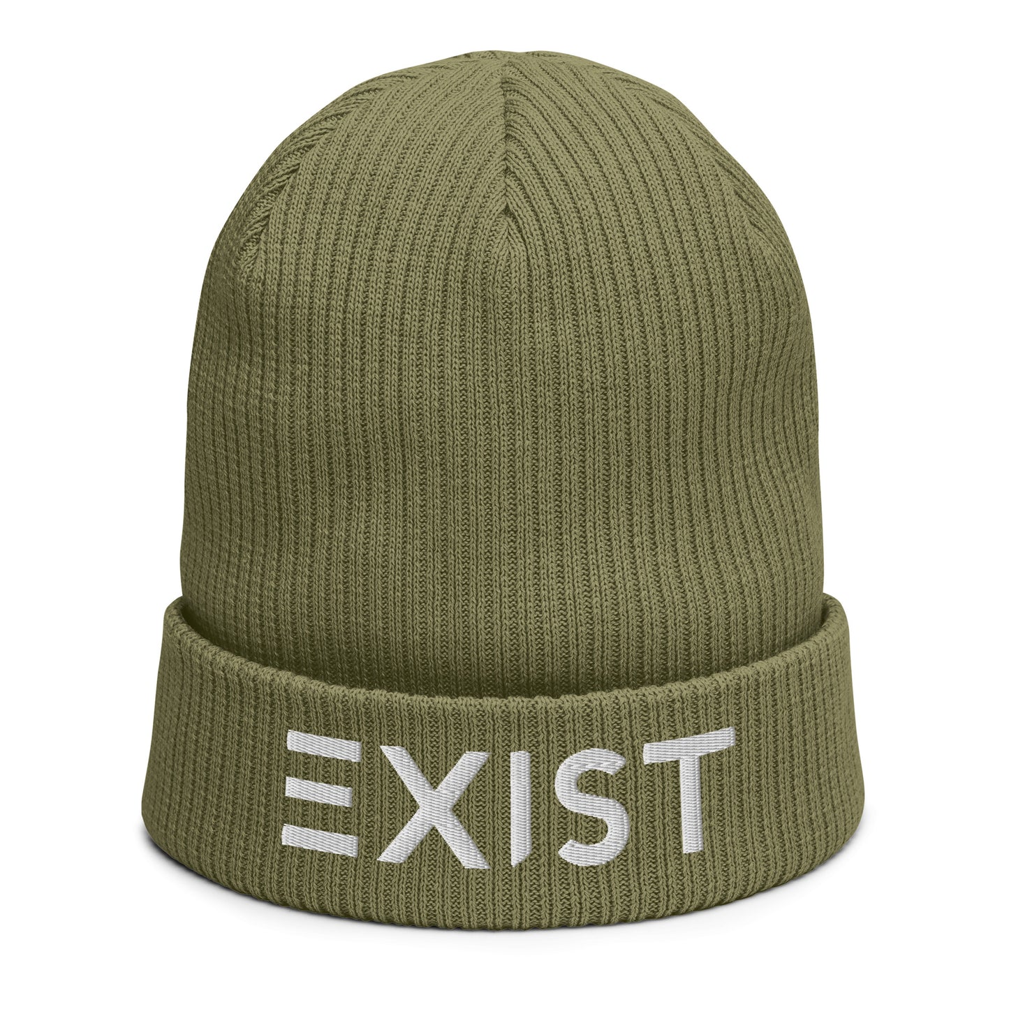 Exist Organic ribbed beanie (White Text)