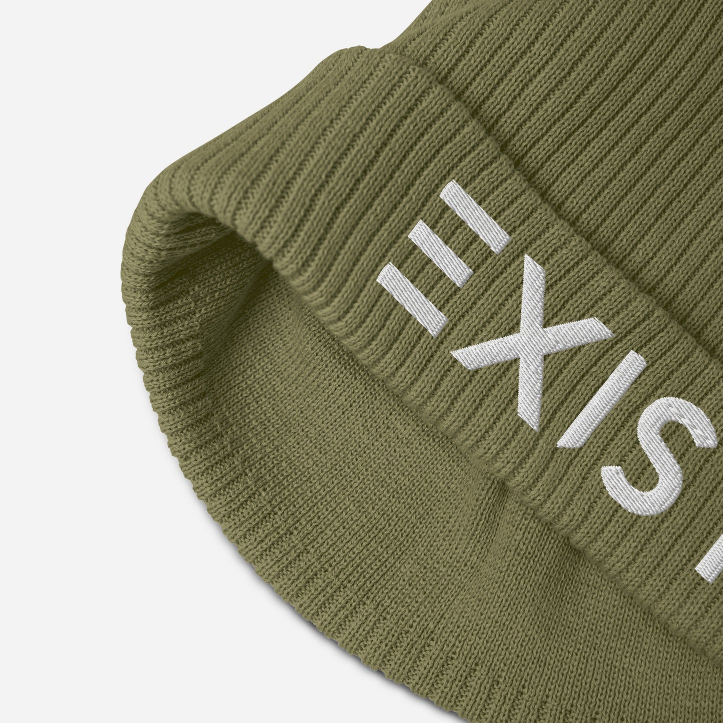 Exist Organic ribbed beanie (White Text)
