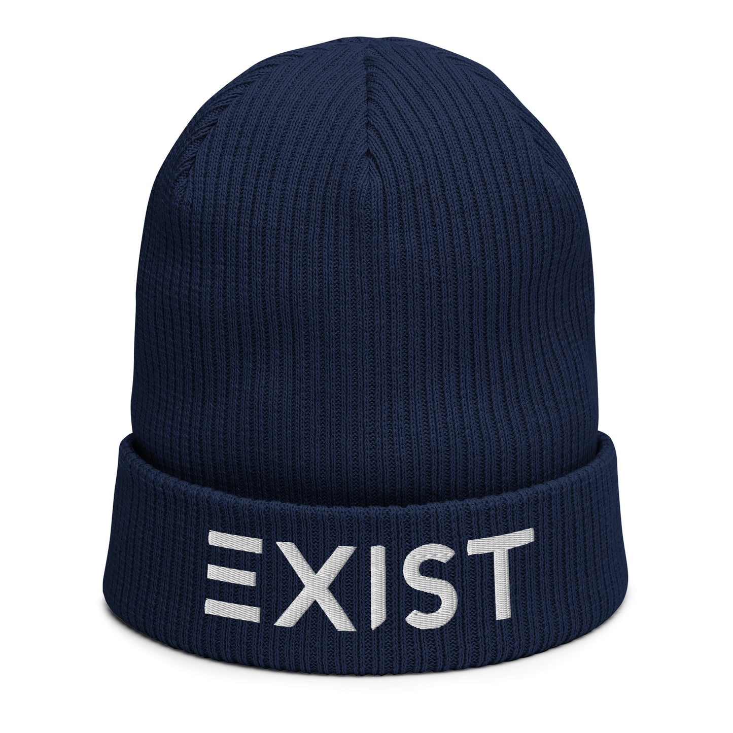 Exist Organic ribbed beanie (White Text)
