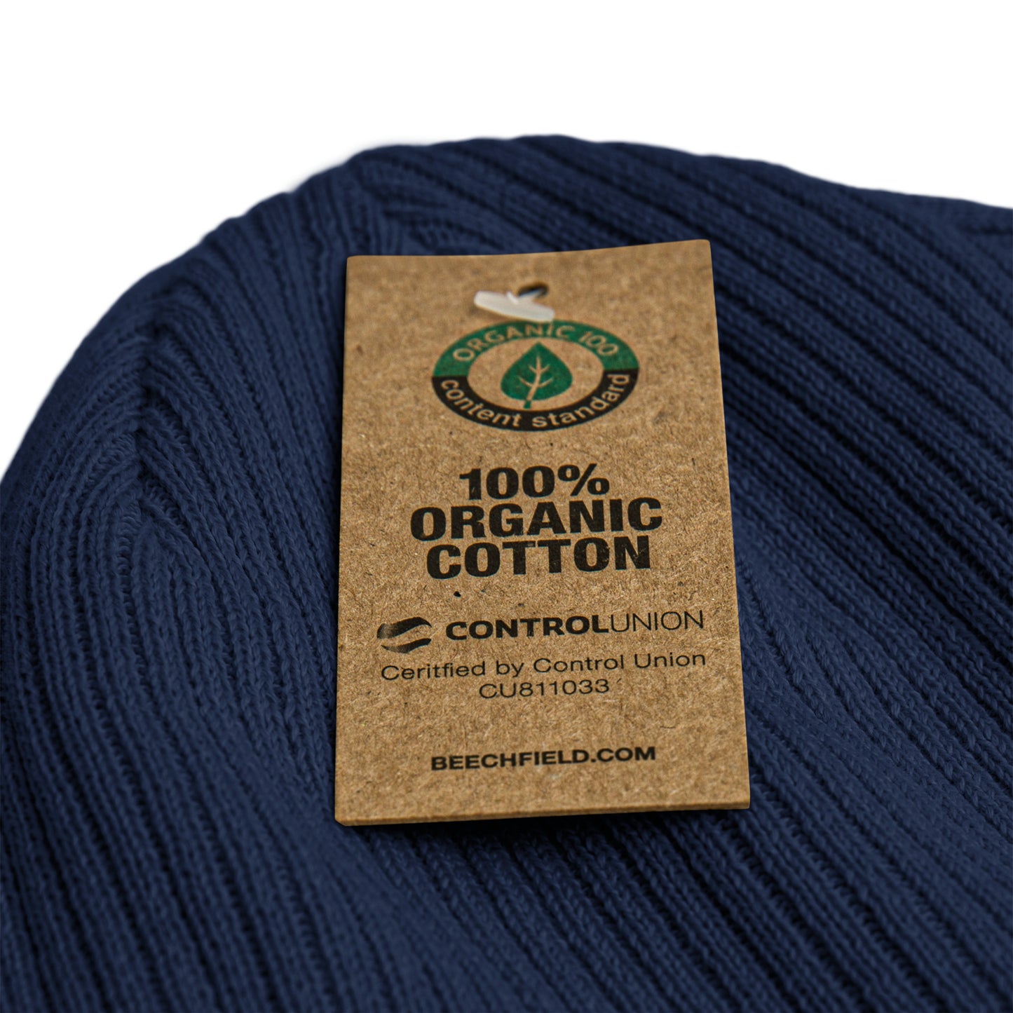 Tribe (v1) Organic ribbed beanie (White Text)