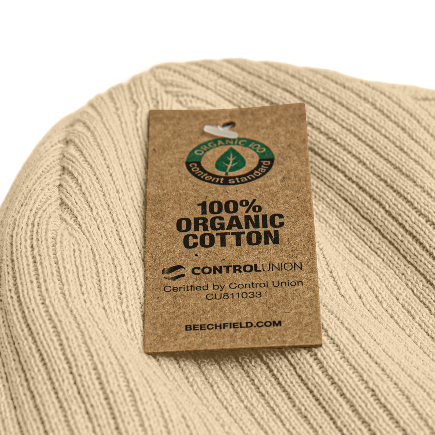 Exist Organic ribbed beanie (White Text)