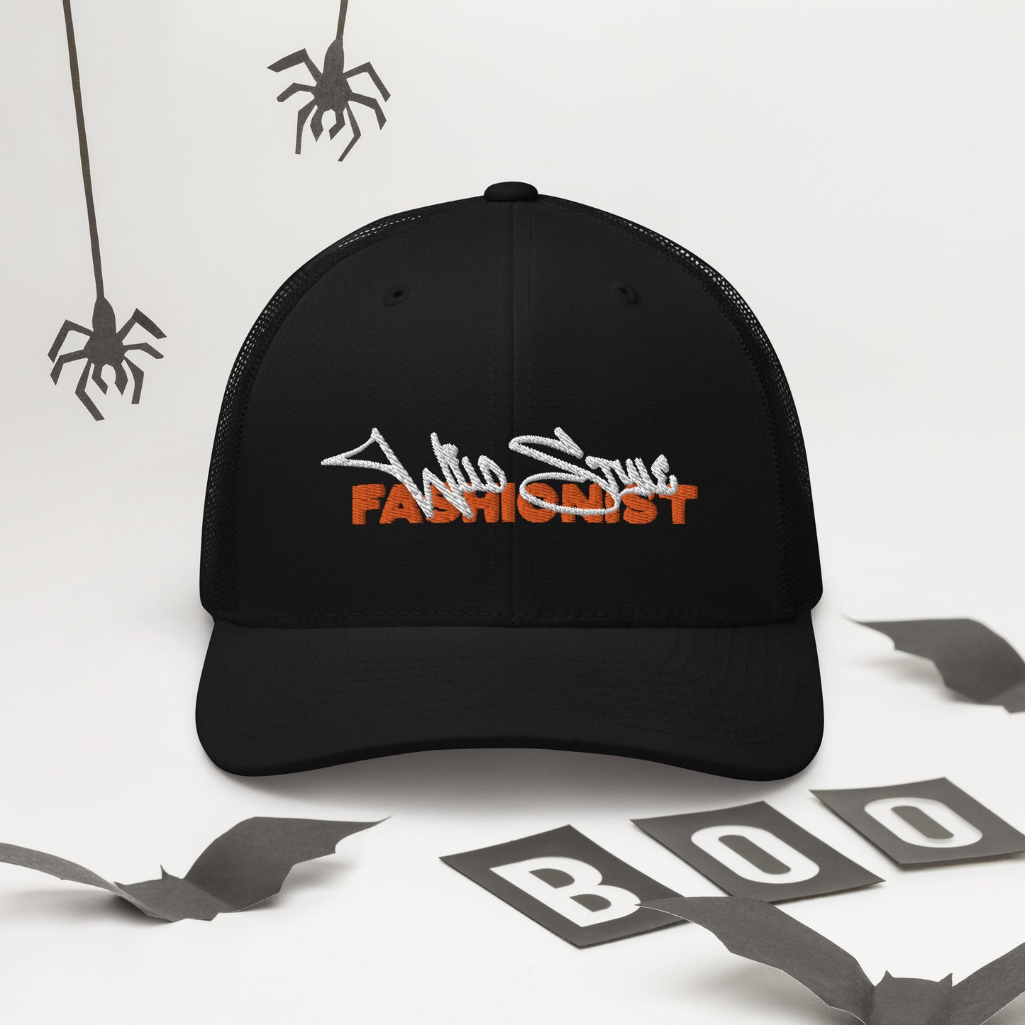 WSF (v1) Trucker Cap (White / Orange Text)