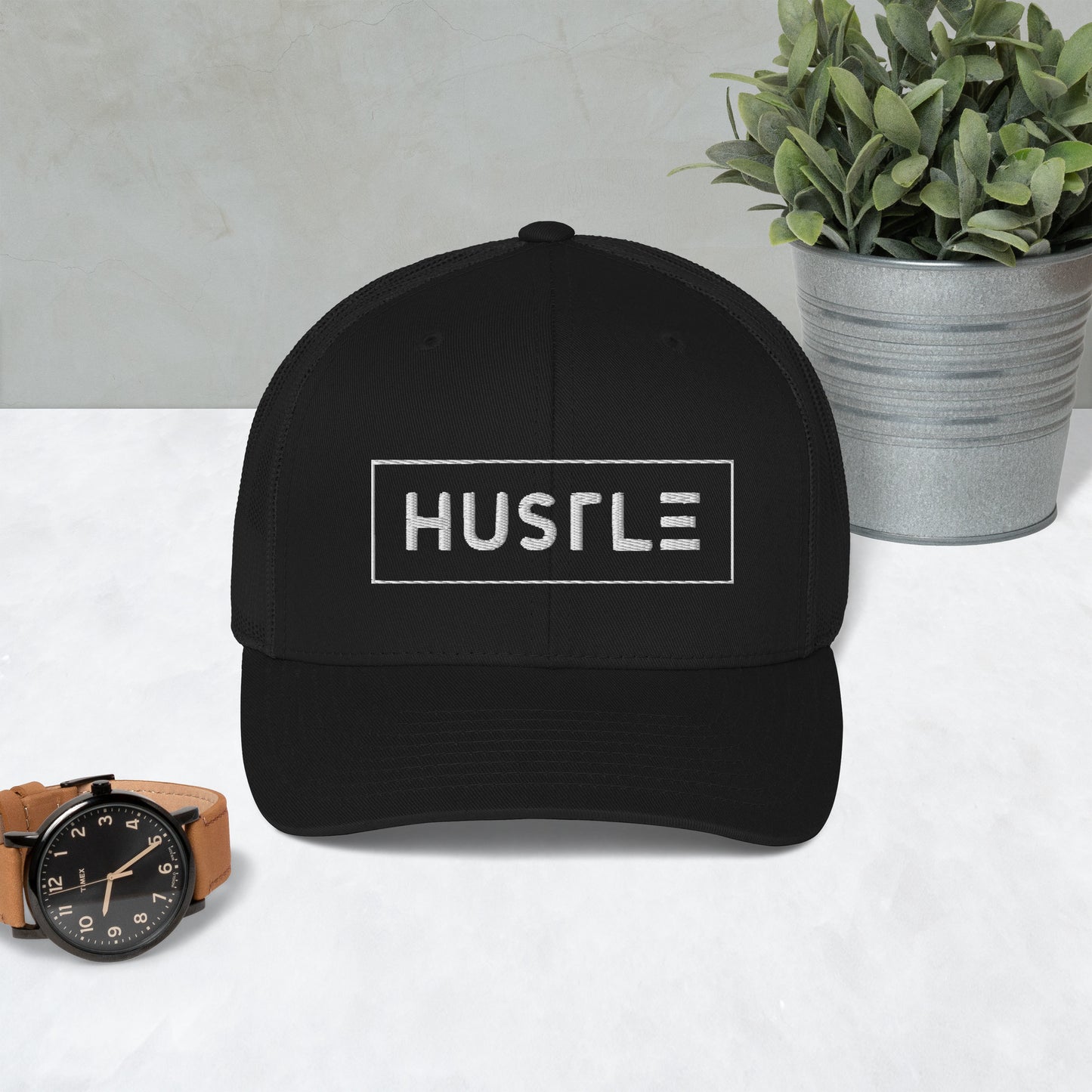 Hustle (v1) Trucker Cap (White Text)
