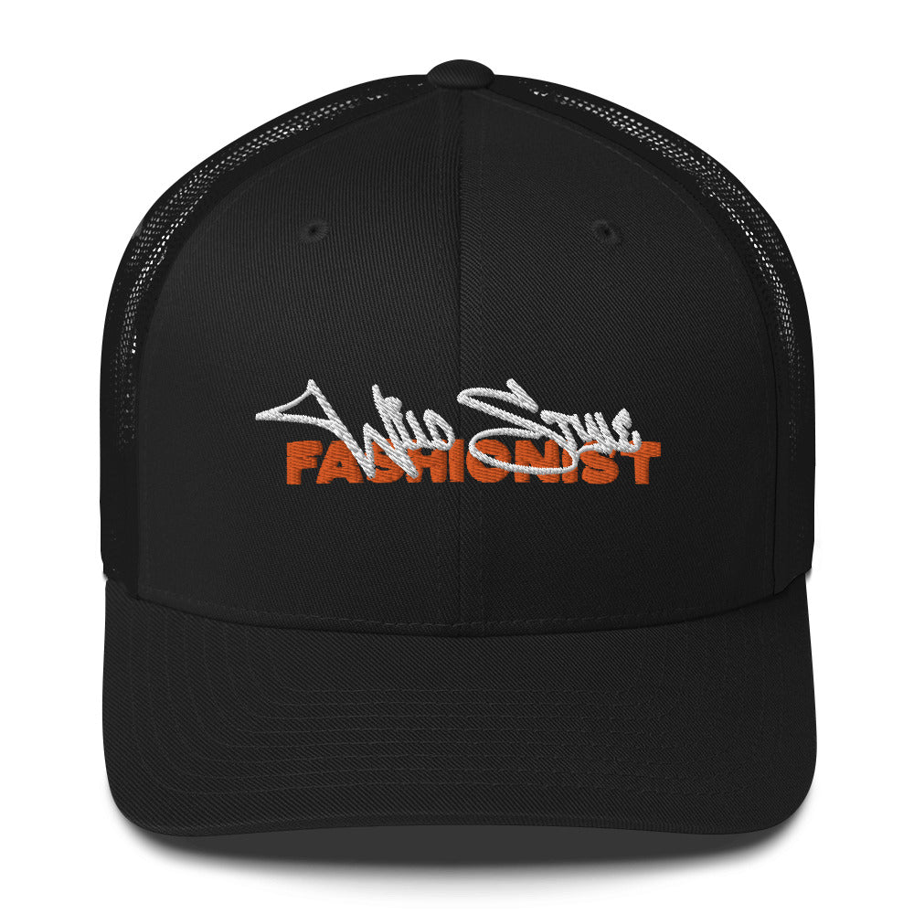 WSF (v1) Trucker Cap (White / Orange Text)