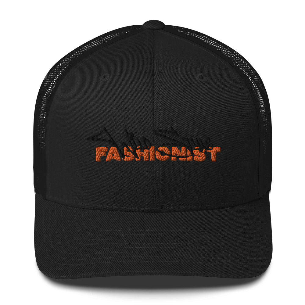 WSF (v1) Trucker Cap (Black / Orange Text)