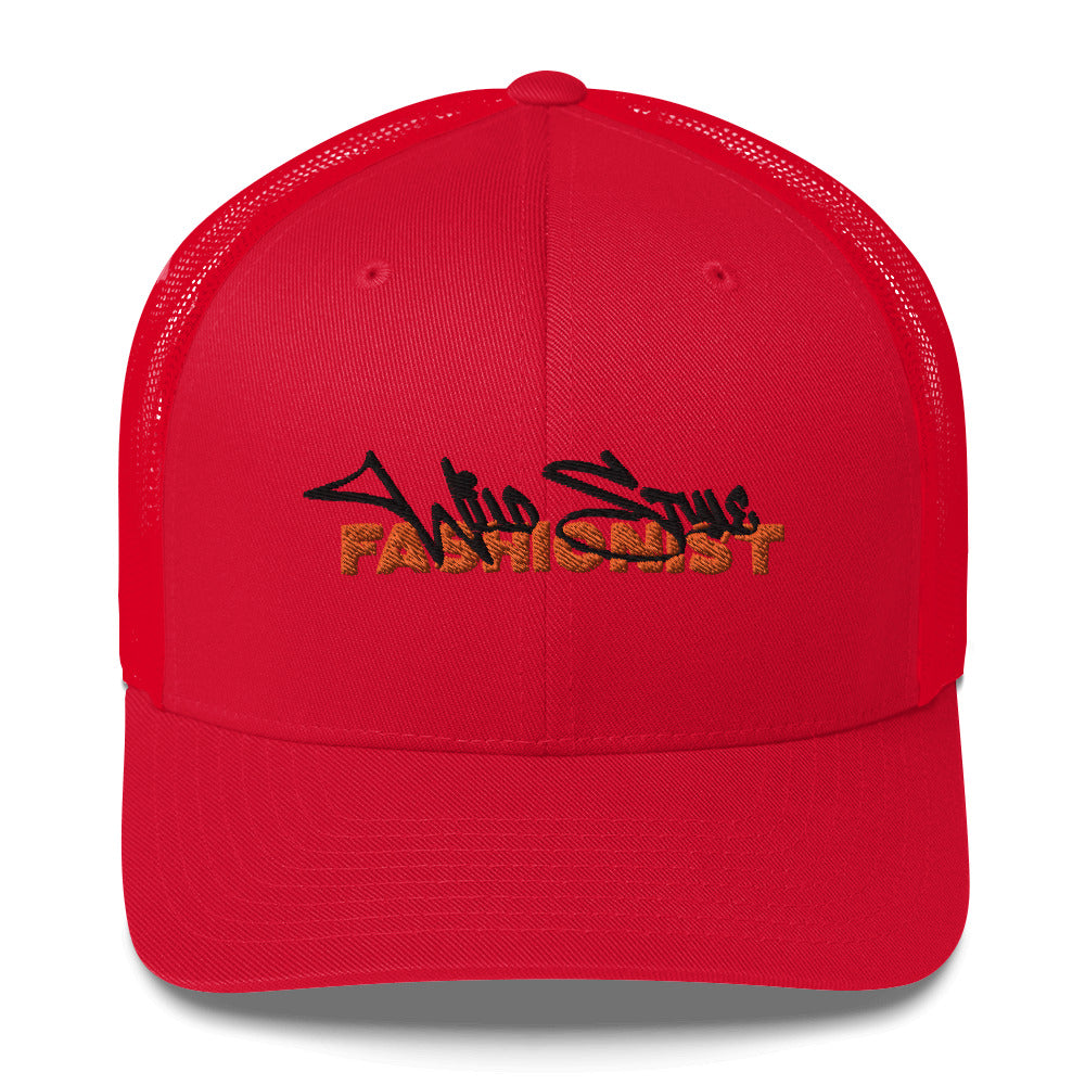 WSF (v1) Trucker Cap (Black / Orange Text)