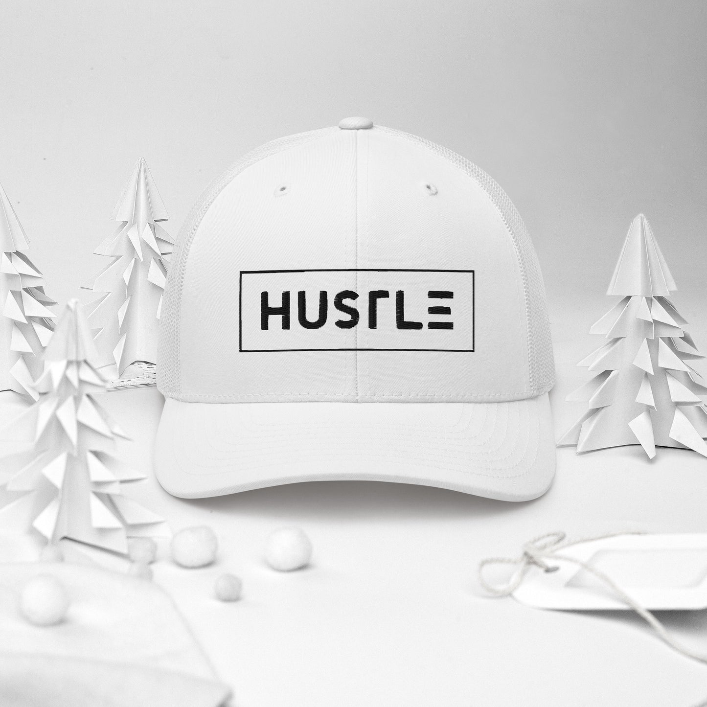 Hustle (v1) Trucker Cap (Black Text)