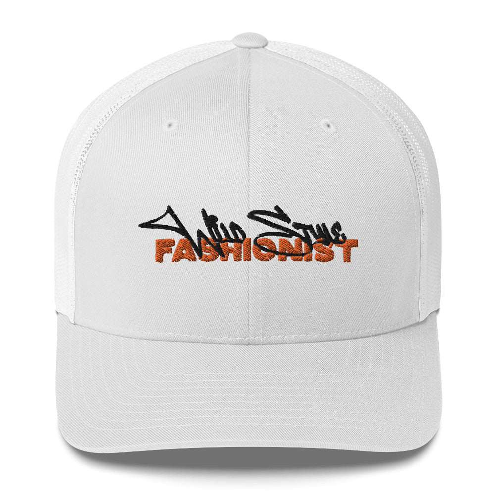 WSF (v1) Trucker Cap (Black / Orange Text)