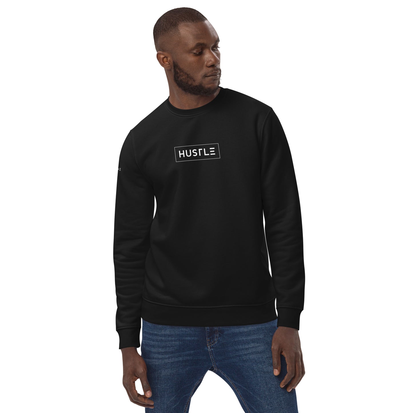 Hustle (v2) Unisex eco sweatshirt (White Text)