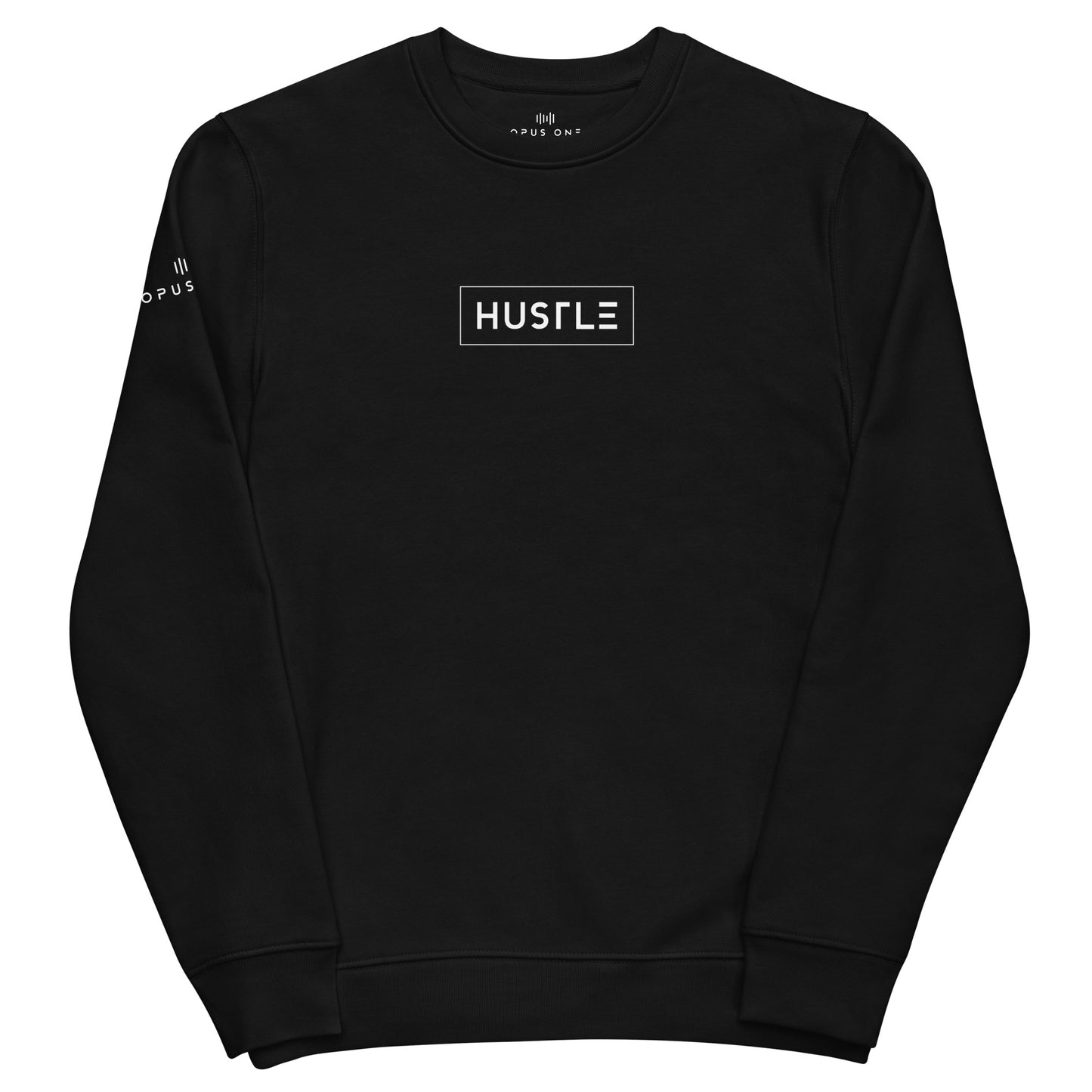 Hustle (v2) Unisex eco sweatshirt (White Text)