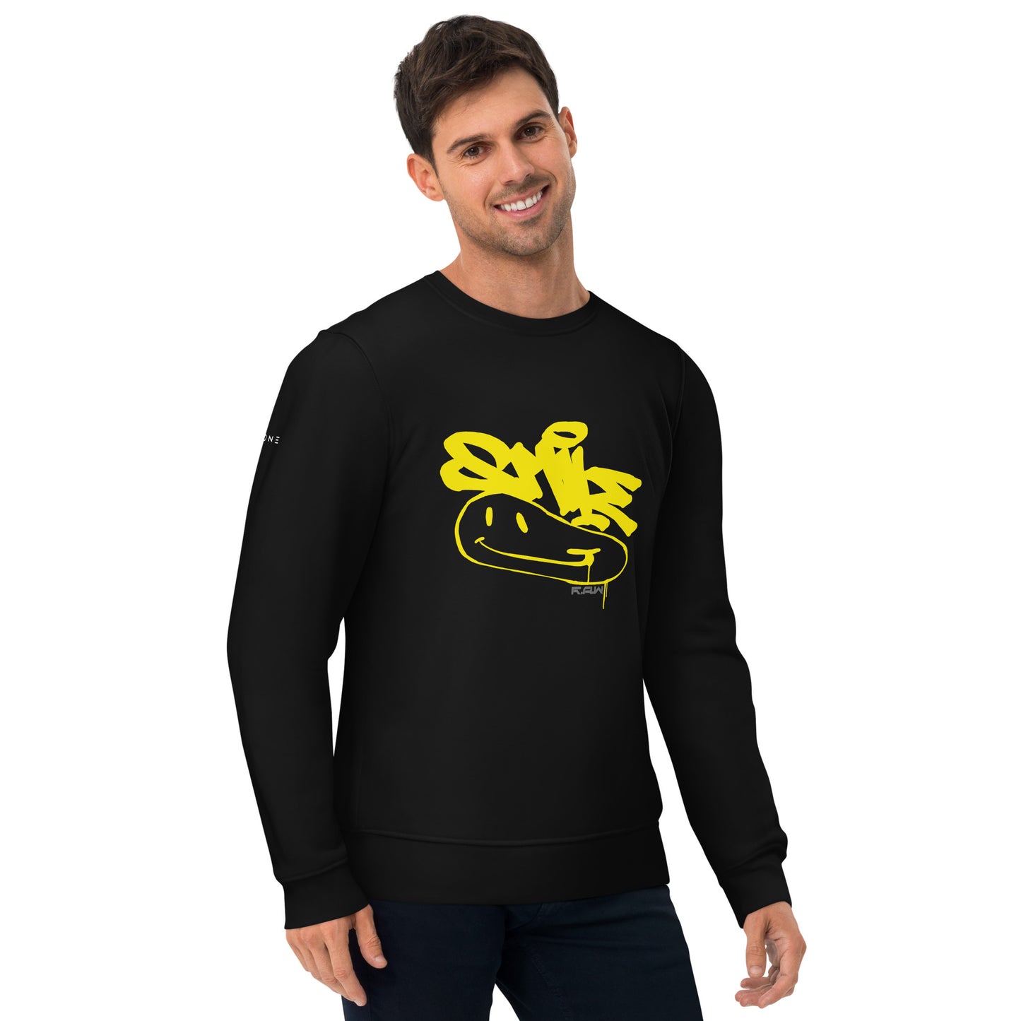 R.A.W (Distorted Smiley) Unisex eco sweatshirt
