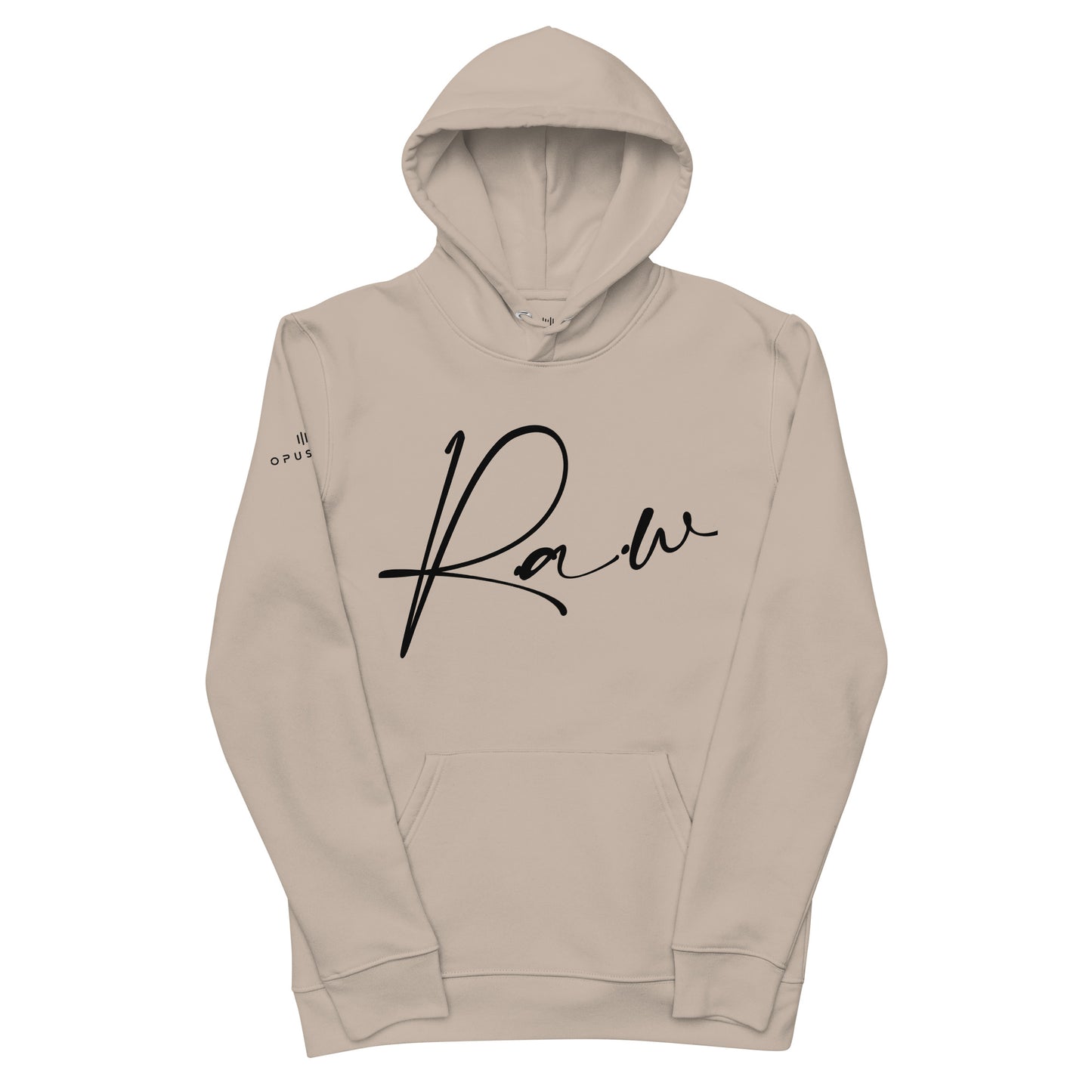 R.A.W (v4) Unisex essential eco hoodie (Black Text)