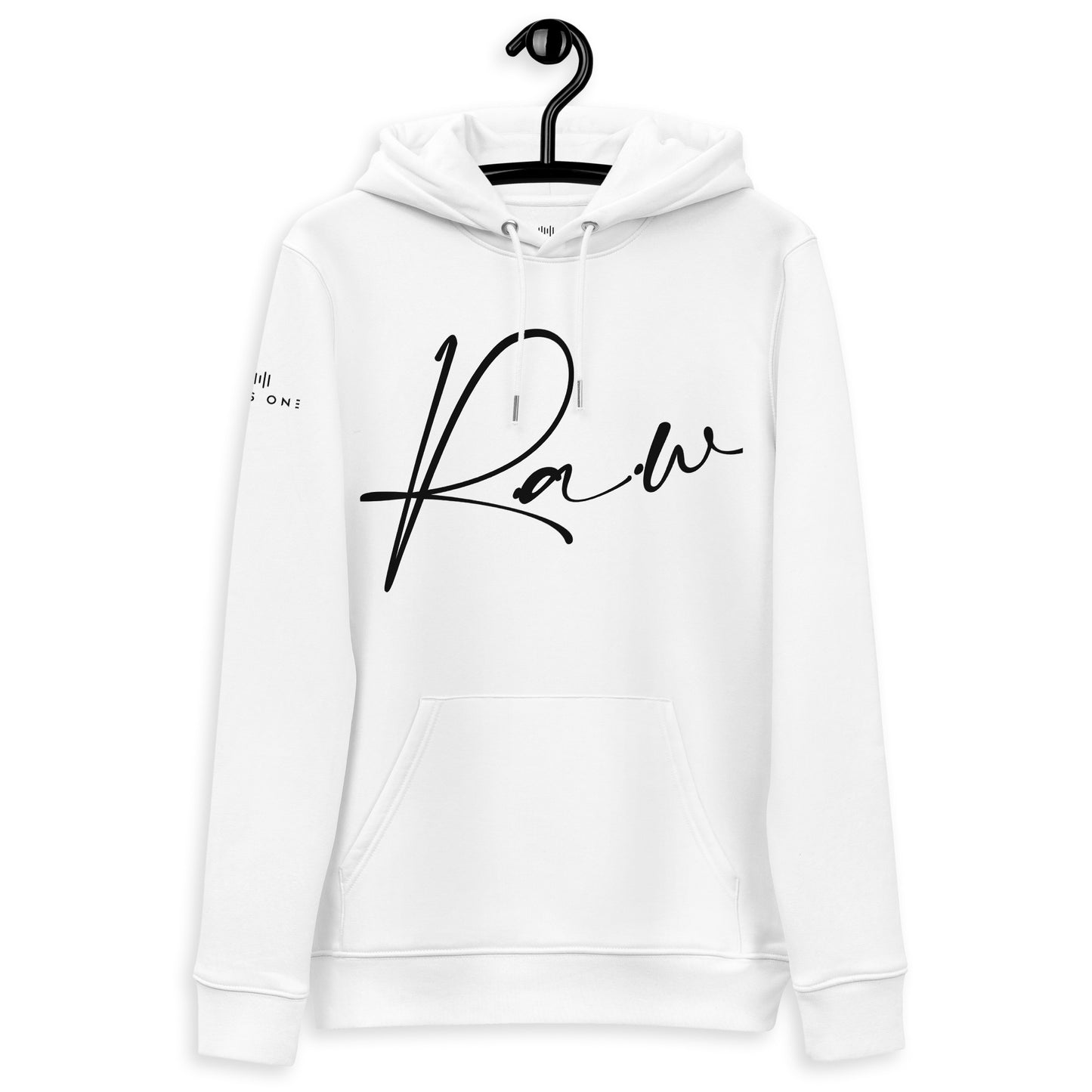 R.A.W (v4) Unisex essential eco hoodie (Black Text)