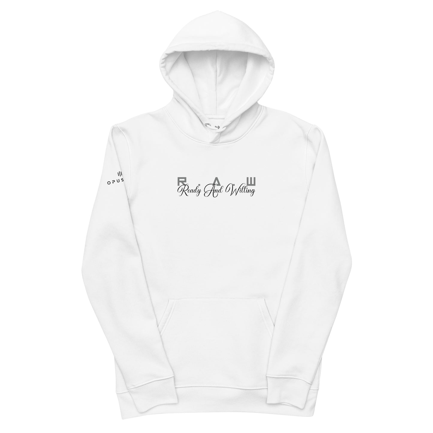 R.A.W (v3) Unisex essential eco hoodie (Black Text)