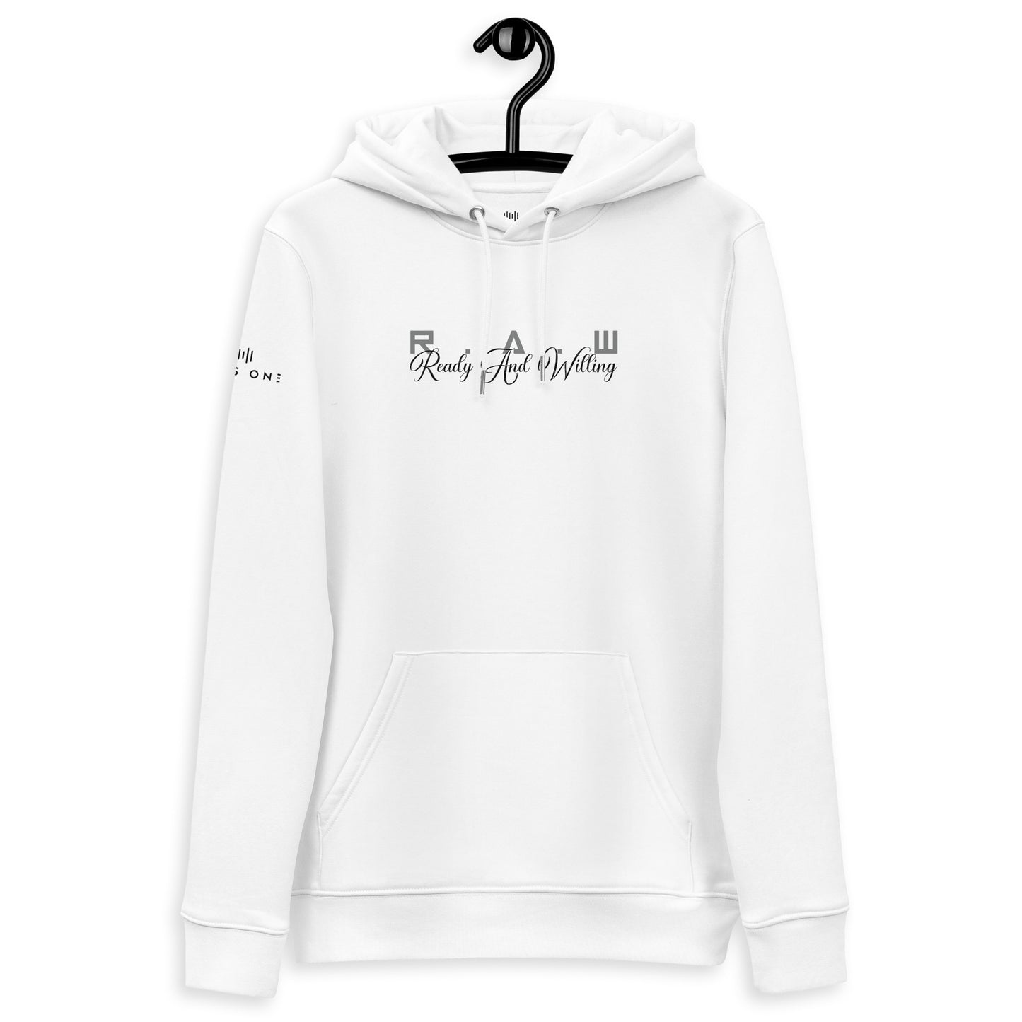 R.A.W (v3) Unisex essential eco hoodie (Black Text)
