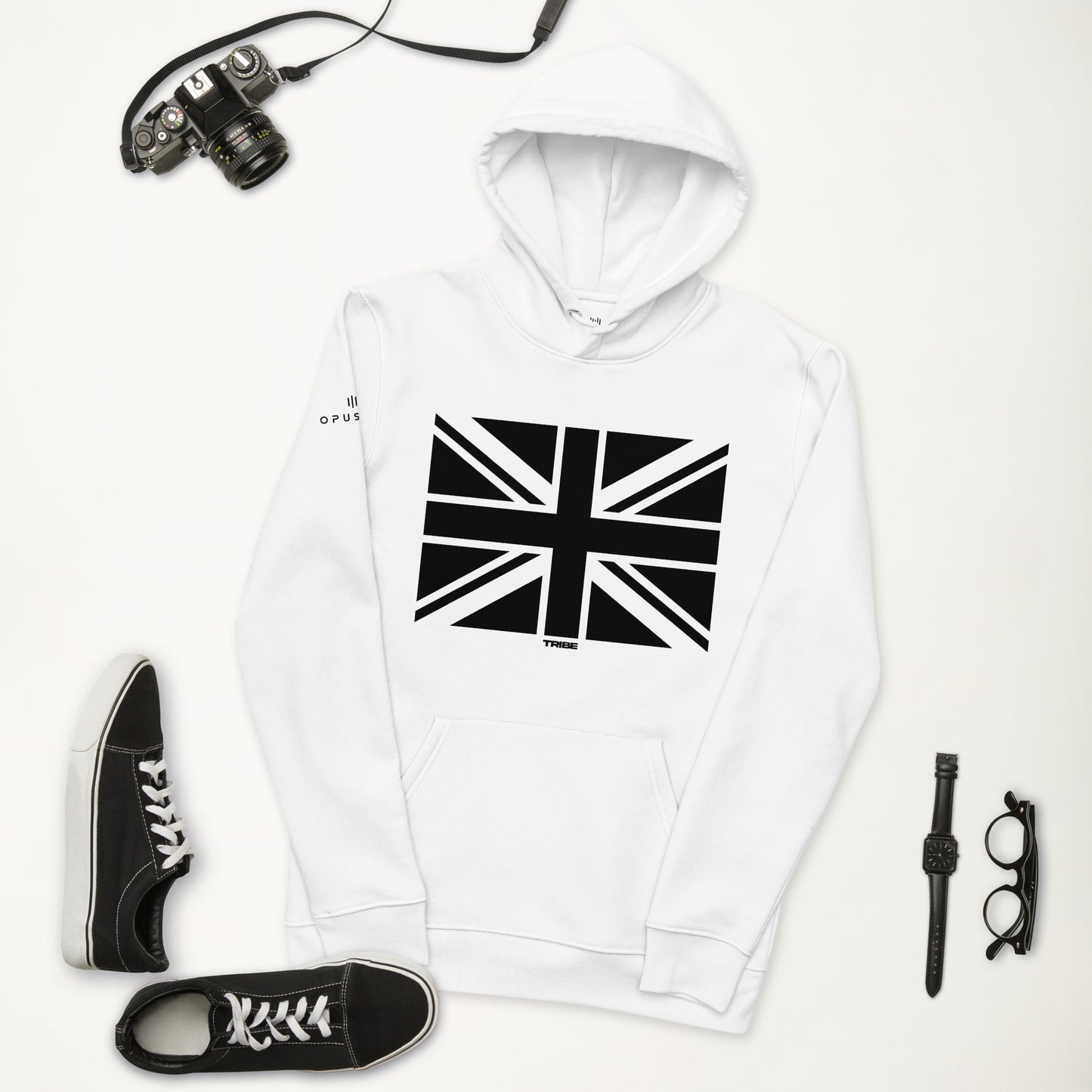 Tribe (UK) Unisex essential eco hoodie (Black Text)