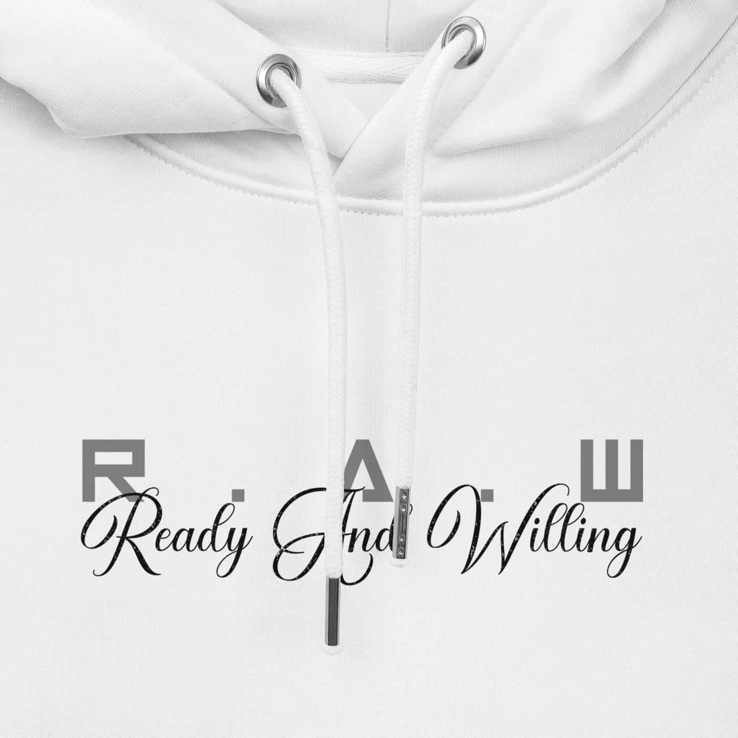 R.A.W (v3) Unisex essential eco hoodie (Black Text)